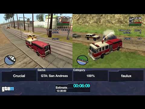 GTAMarathon 2021 - Grand Theft Auto San Andreas 100% by Crucial vs faulux Part 1
