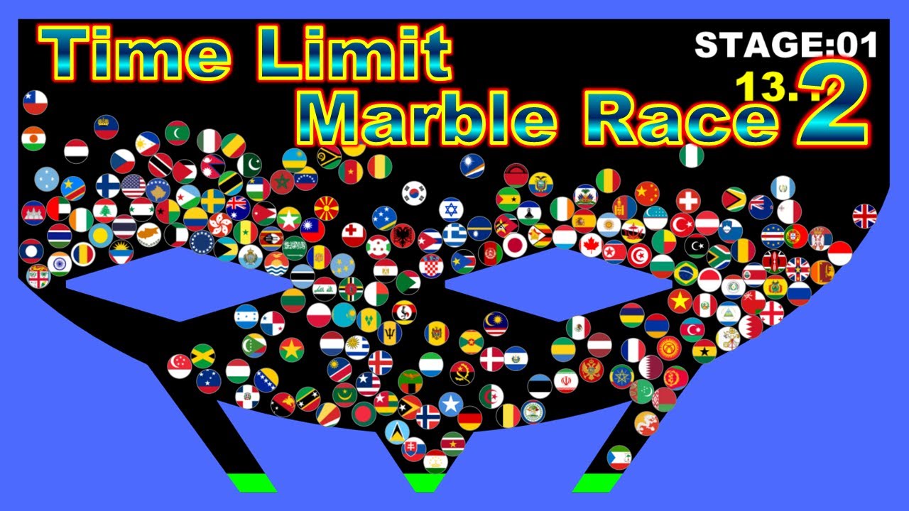 Time Limit Marble Race 2 ~200 countries survival marble race~  in Algodoo | Marble Factory