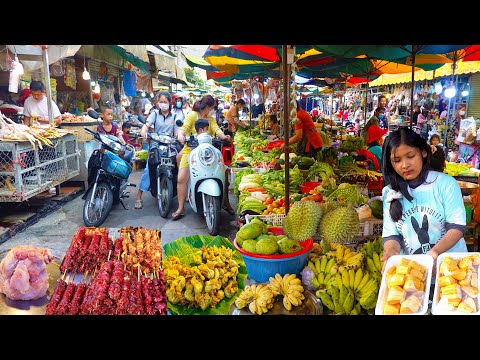 Night Street Food @ Chhouk Meas Market - Grilled Meat, Fried Fish Patty, Fresh Foods, & More