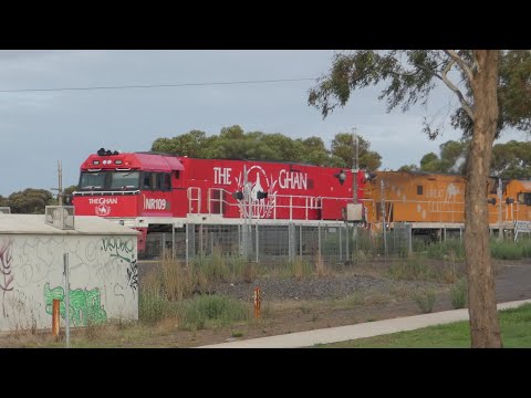 Down Goods Train With Loco Ghan NR109-Great Southern NR31 Passing Up Goods Train With NR50-NR98