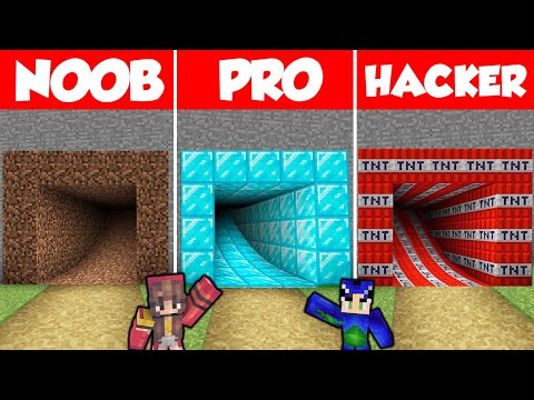 Minecraft NOOB vs PRO: SAFEST TUNNEL HOUSE BUILD CHALLENGE (Part 2) 😱 (Hindi)