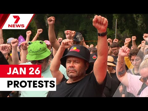Invasion Day protesters and anti-immigration demonstrators rally in Sydney on January 26 | 7NEWS