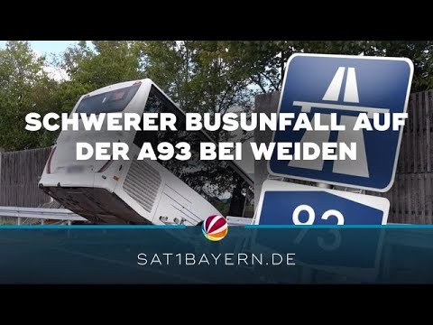Schwerer Unfall auf A93 bei Weiden: Reisebus durchbricht Leitplanke