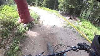 preview picture of video 'Downhill MTB riding in Verbier 14.06.2014 with painful crash'