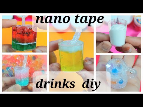 Cute nano tape drinks diy 🍸🥛🥤🧋🍹#fidgettoy #toys #tapeball #tapeballoon