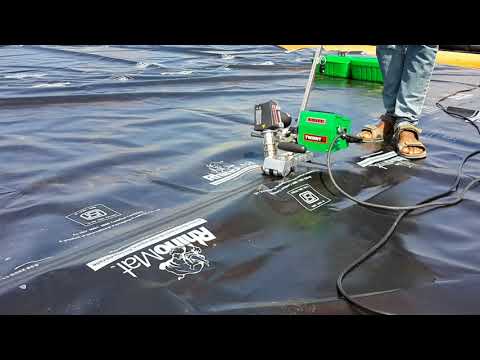 Pond liner sealing(tarpaulin joint process)