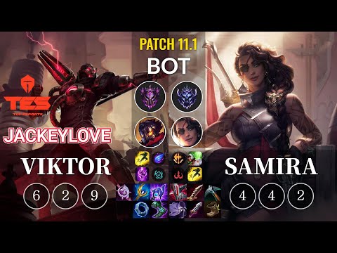 TES JackeyLove Viktor vs Samira Bot - KR Patch 11.1