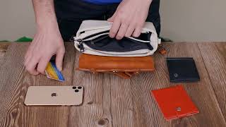 Вінтажна жіноча сумка з натуральної шкіри Vintage 22350 біло-коричнева