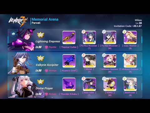 Honkai Impact 3rd Master Memorial Arena - Parvati - Shadow Knight - Tonatiuh - Gameplay - Global