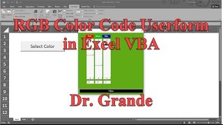 RGB (red, green, blue) Color Code Adjustment Userform in Excel VBA