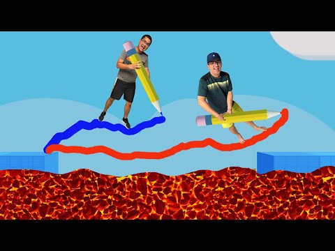 USAMOS UM LÁPIS GIGANTE PARA DESENHAR O CAMINHO NO MEIO DA LAVA!