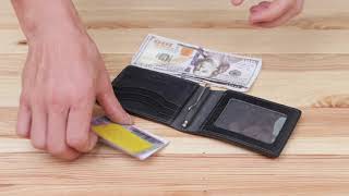 Шкіряний чоловічий затискач для грошей Grande Pelle 11544 темно-синій