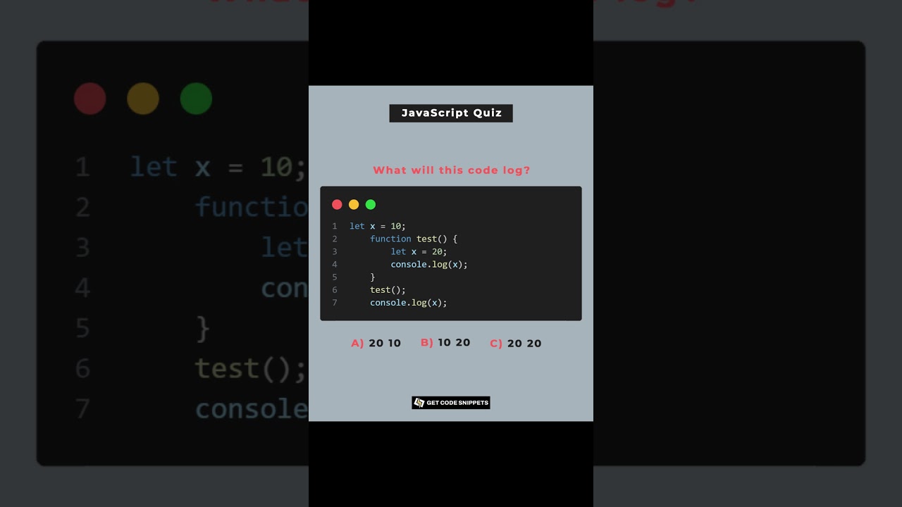 Basic JavaScript Quiz 💡 #javascript #python #coder  #codinghacks
