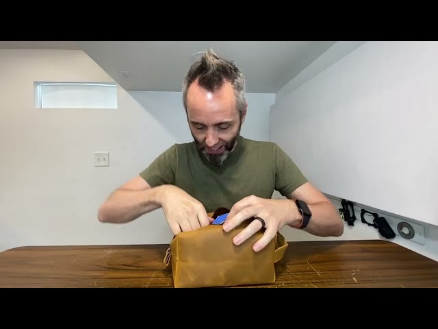 Best Personalized Leather Toiletry Bag for Gifts - product in use