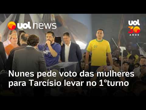 Ricardo Nunes pede voto das mulheres para Tarcísio e convoca votos a Flávio Bolsonaro; veja vídeo