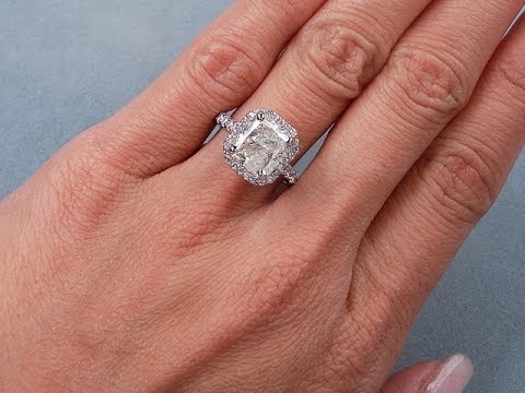 4.40 ctw Radiant Cut K I2 Diamond Engagement Ring - BigDiamondsUSA