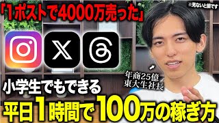【有料級】1年で25億稼ぐ東大生が教えるSNSを使い初心者でも出来る100万稼ぐ方法。