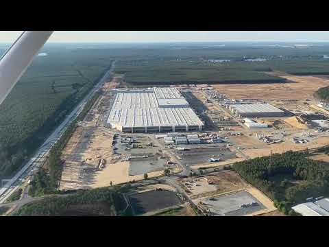 Tesla Gigafactory 4 Berlin Grünheide, airplane view, day before Elon Musk 50th birthday June 27 2021