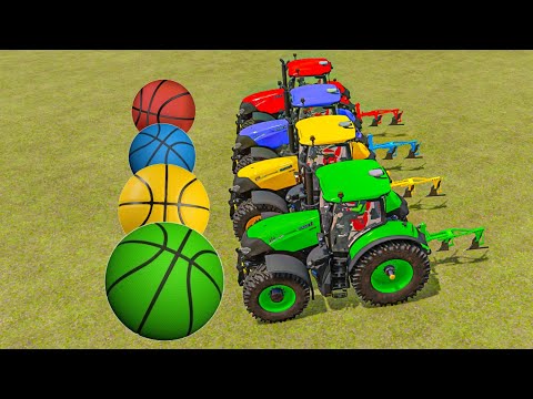 CLAAS TRACTORS vs COLORED BASKETBALLS - With Farming Man - Farming Simulator 22