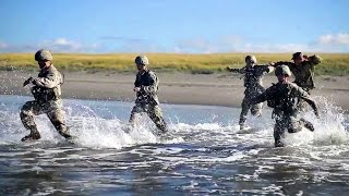 US Military Soldiers Battle Against Ocean Wave