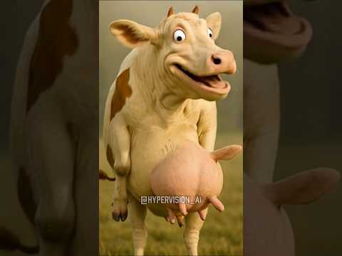 Remember Cow and Chicken? Now See Them in Real Life! 🐄🐔😲 #livingcartoon #cowandchicken