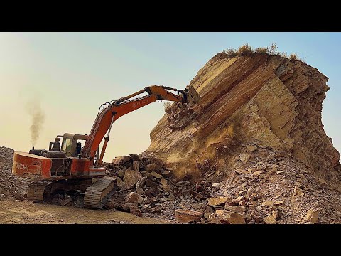 HILL DESTRUCTION: How to Break a Hill with an Excavator Machine! #excavators #stonemachinery #jcb 