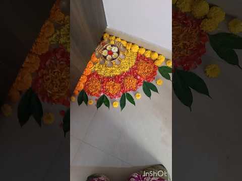 Corner decoration#flower decoration#festival decoration#flower rangoli#shorts#Saharsh multi zone