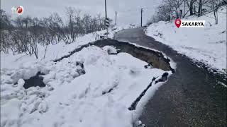 Kar Yağışı Sonrası Mahalle Yolu Heyelana Teslim Oldu