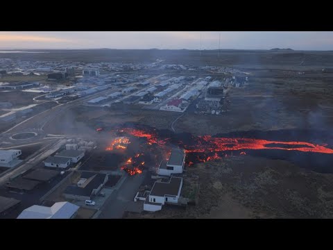 Iceland volcanic eruption flows into the town of Grindavik | AFP