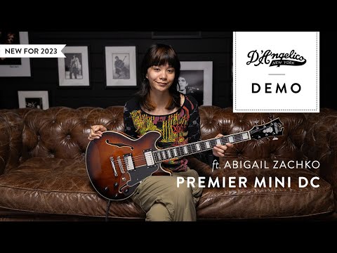 D'Angelico Premier Mini DC Semi-Hollow Body Electric Guitar, Black Flake w/Gig Bag image 9