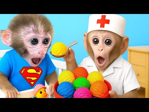 ลิงบอนบอนดูแลเจ้าหมีน้อยและสำรวจห้องลูกกวาดหลากสี - BonBon Thailand