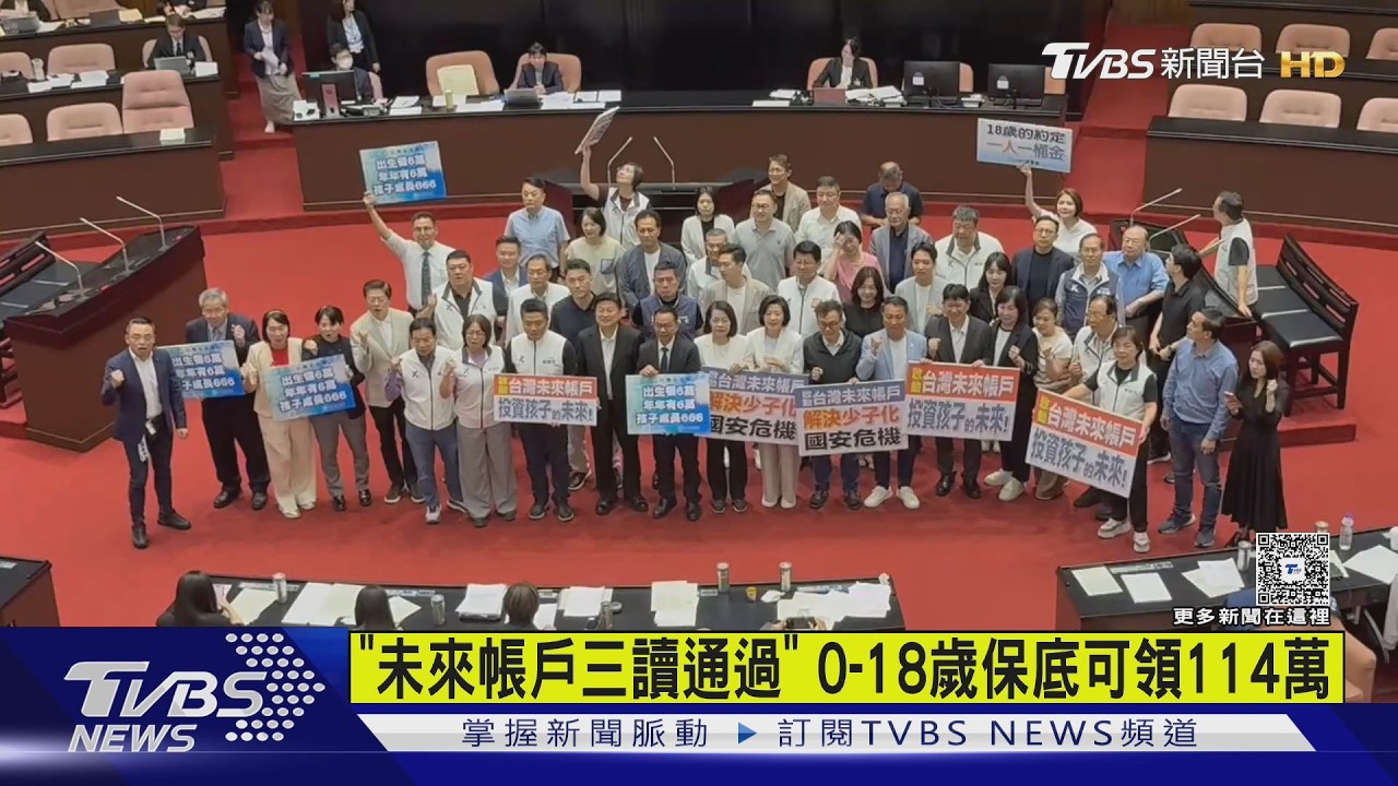 立院三讀《兒少未來帳戶》條例　0-18歲至少可領114萬
