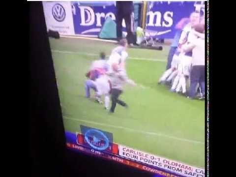 Bristol Rovers fan slips and celebrates after winning 2-1 blooper funny