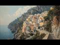 Italian Coastal Cliffside Village Vintage Painting Frame TV Art Display 2 Hour Screensaver