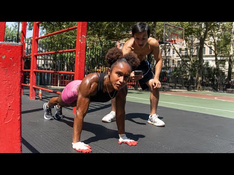 Sydney does 50 pull ups and 100 push ups in under 5 minutes.......... WOW