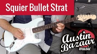 Video thumbnail for Fender Squier Bullet Strat Review - Sonic Blue by Austin Bazaar