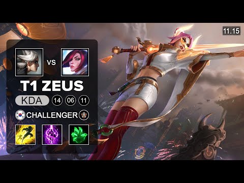 T1 Zeus Fiora vs Camille - KR Challenger Patch 11.15