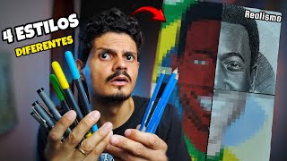 4 ESTILOS em 1 DESENHO - Rei PELÉ 