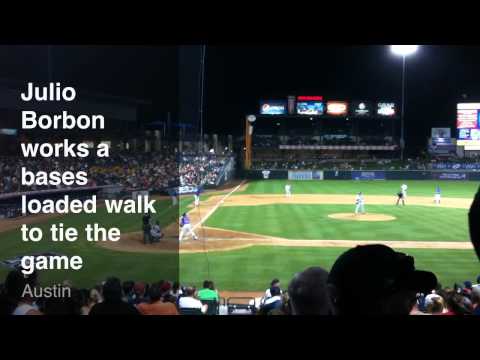 Julio Borbon Draws A Bases Loaded Walk