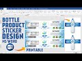 Water Bottle Label Design In Ms Word Hindi Tutorial Product Lebel Sticker Design In Ms Word