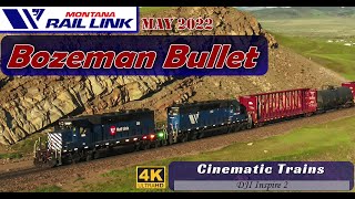Montana Rail Link Bozeman Bullet with SD40-2's on Bozeman Pass (4K) | May 2022 | DJI Inspire 2