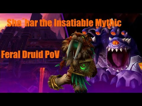 8.3 World of Warcraft Battle for Azeroth: Mythic Shad'har the insatiable | Feral Druid PoV
