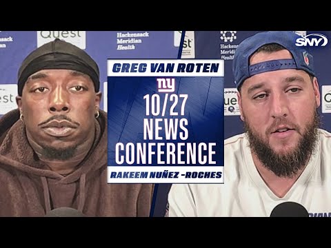 Cam Skattebo reaction from Giants teammates Greg Van Roten and Rakeem Nuñez-Roches