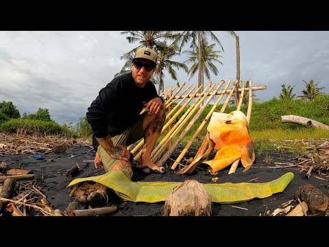 Survival Challenge - Building a WATER PROOF SHELTER - No Food, No Water, No Shelter