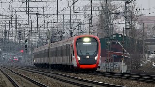 Эл.- поезд Иволга (маршрутом Подольск - Нахабино) отправился от станции Щербинка МскЖД, 01.2025.