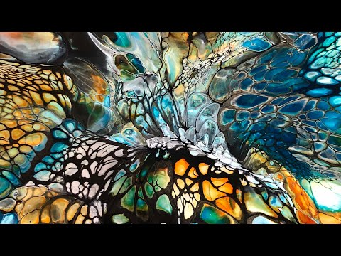 276. Lets Get Messy!  Fluid Acrylic pour with a hairdryer. /bloom technique/cell activator