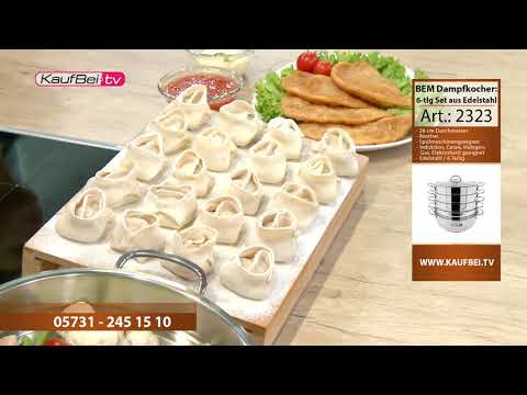 BEM Dampfkocher aus Edelstahl 18/10 mit Glasdeckel, 6-tlg.