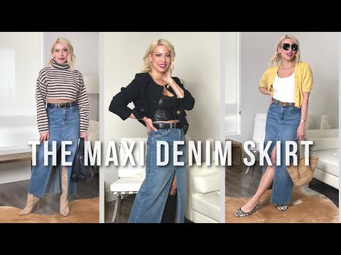 8 Denim Maxi Skirt Outfits- Spring/Summer's Hottest...