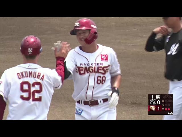 【ファーム】初球をしぶとく運んだ!! イーグルス・青野拓海 ライト前へのタイムリーヒットで先制!! 2025年7月2日 東北楽天ゴールデンイーグルス 対 千葉ロッテマリーンズ