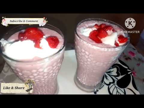[ Strawberry Shake With Ice Cream Recipe👌] [ Cooking With Rukhsana ]